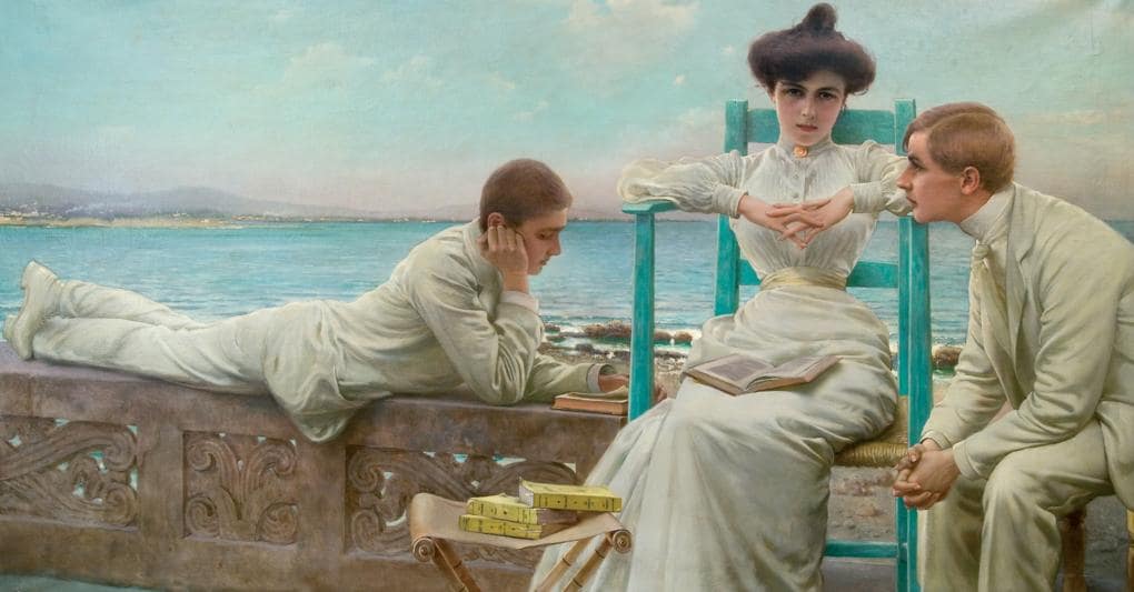 Vittorio Matteo Corcos In lettura sul mare, 1910 Olio su tela, 250x152 cm Collezione privata 