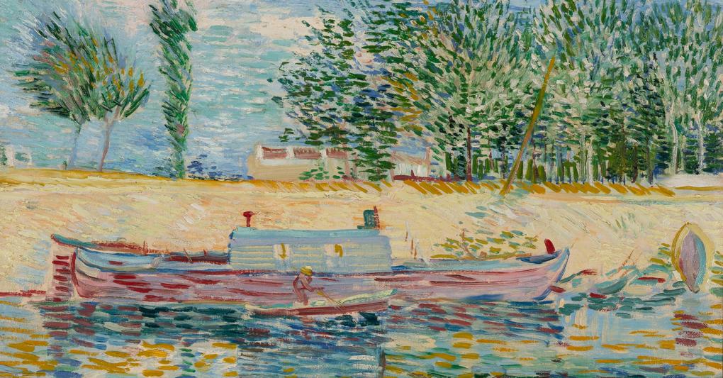 Vincent van Gogh, Riva della Senna con barche, 1887, Olio su tela, 48×55 cm, Collezione privata 