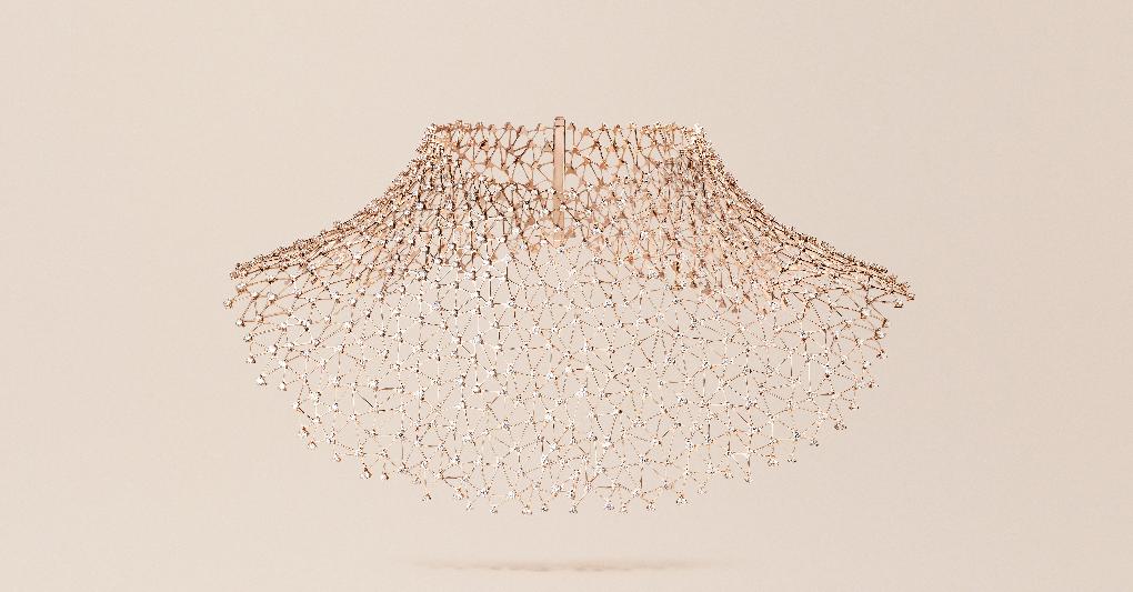 Collier Contre la peau in oro rosa con diamanti taglio brillante(45.3 ct). Collezione  di alta gioielleria Lignes Sensibles, HERMES. 
