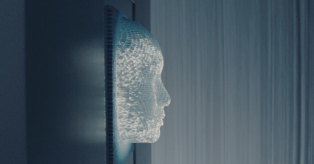 “kagami / Real-Time Face Generator” (2016), di Nobumichi Asai. Cuore dell'installazione è uno specchio 3D in grado di replicare il volto in tre dimensioni. 