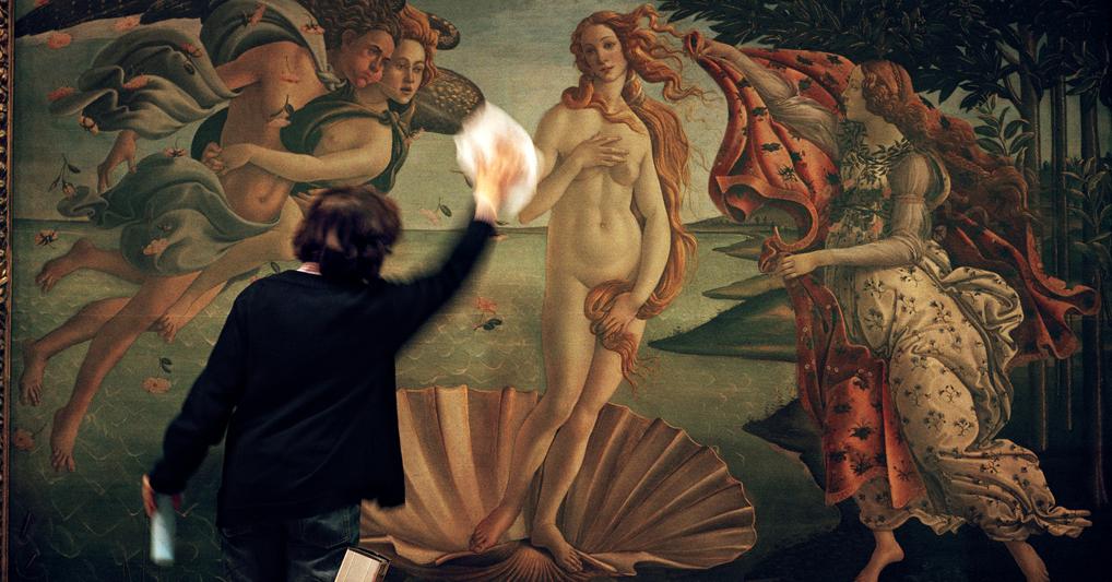Galleria degli Uffizi, Firenze, 2011. «Una restauratrice pulisce il vetro della Nascita di Venere di Botticelli come se quel capolavoro appartenesse davvero alla nostra quotidianità, polvere compresa. Rivisto oggi, quel gesto ci spinge a pensare alle nostre città, all'arte che le abita tutte. Quando ripartiremo, dobbiamo soltanto uscire di casa. C'è tutta la bellezza di cui abbiamo bisogno», è la previsione di  Mauro Galligani, autore della foto 