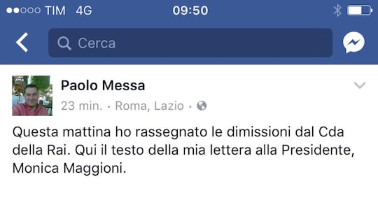 Rai, il consigliere Messa: mi dimetto per dare più forza a ...