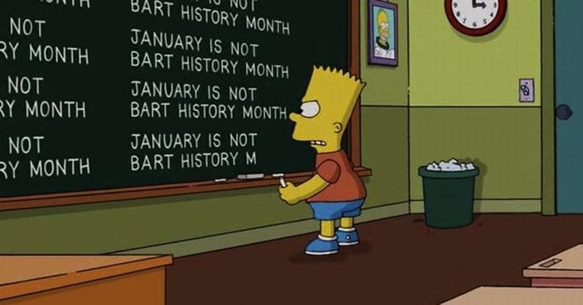 Bart Simpson sempre alla lavagna