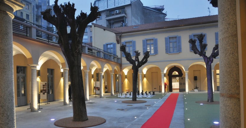 Il cortile del Collegio San Carlo di Milano oggetto del recupero Prelios