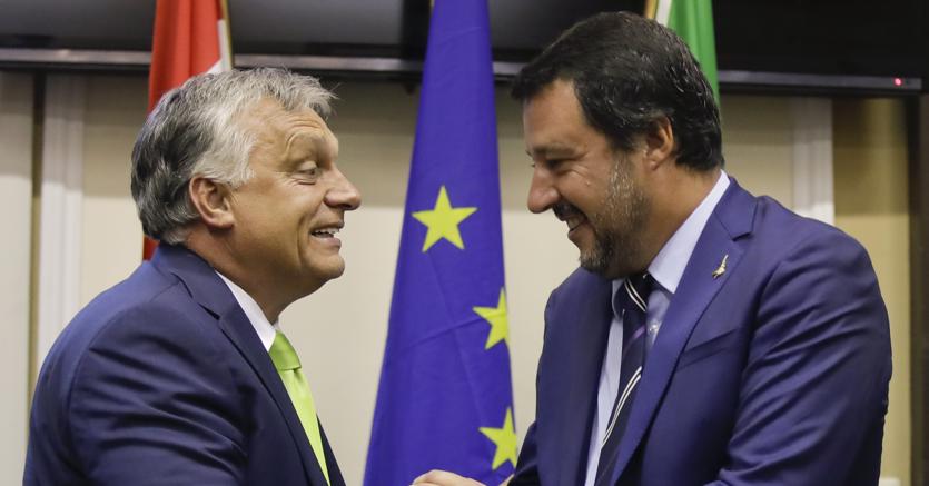 Matteo Salvini all’incontro con il primo ministro ungherese Viktor Orban