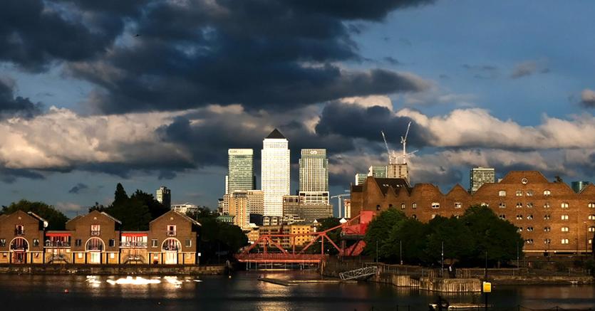 Una veduta di Canary Warf, il distretto finanziario di Londra