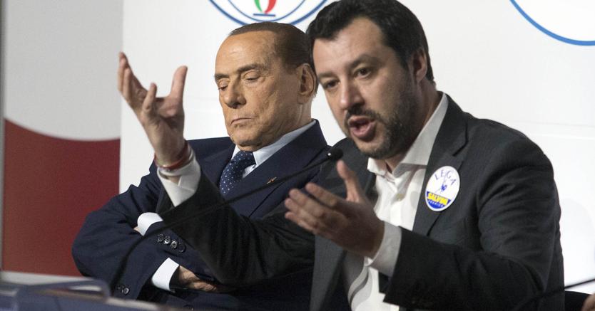 Silvio Berlusconi, Matteo Salvini. (Imagoeconomica)