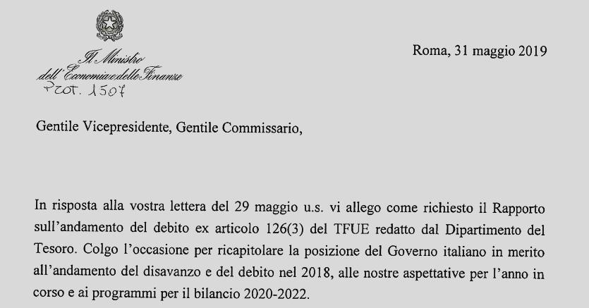Ecco la lettera inviata da Tria alla Ue dopo lo scontro nel ...