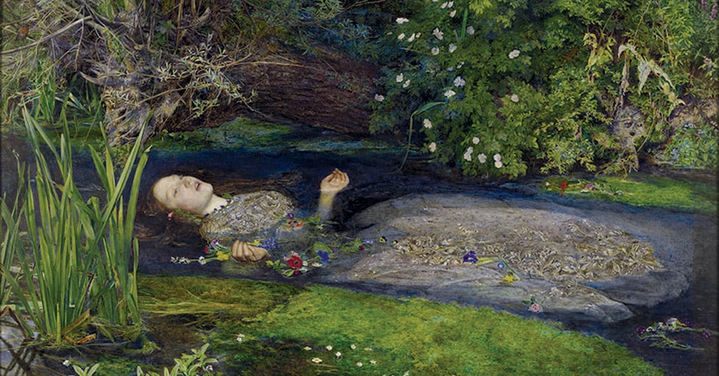 John Everett Millais, «Ofelia», 1851-52. Olio su tela, cm 76,2 x 111,8. Tate. Donato da Sir Henry Tate nel 1894. ©Tate, London 2019 