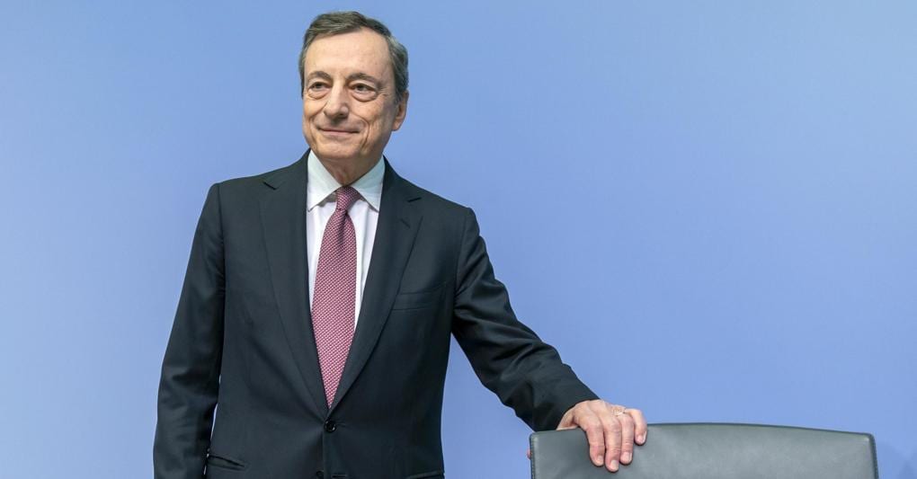 Mario Draghi, alla sua ultima conferenza stampa come presidente della Bce (Epa) 