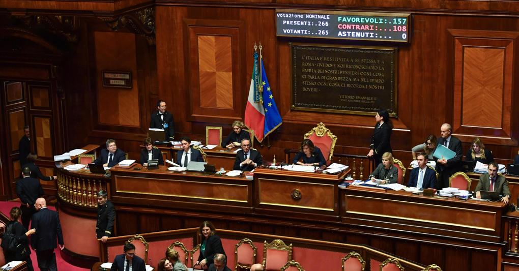 Il voto finale sulla manovra al Senato (foto Ansa) 