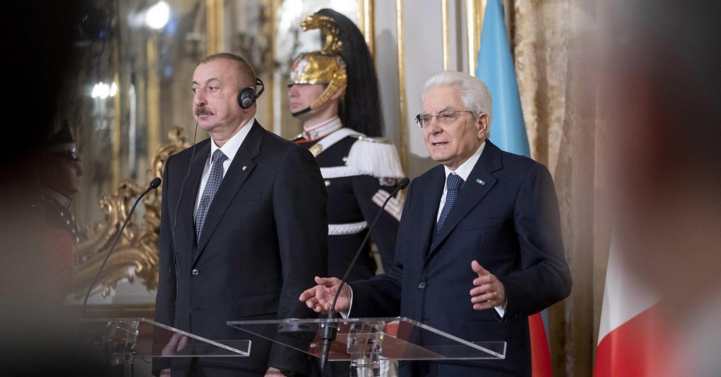 Il presidente dell’Azerbaijan, Ilham Aliyev, il 20 febbraio ha incontrato il capo dello Stato, Sergio Mattarella(fonte Epa) 