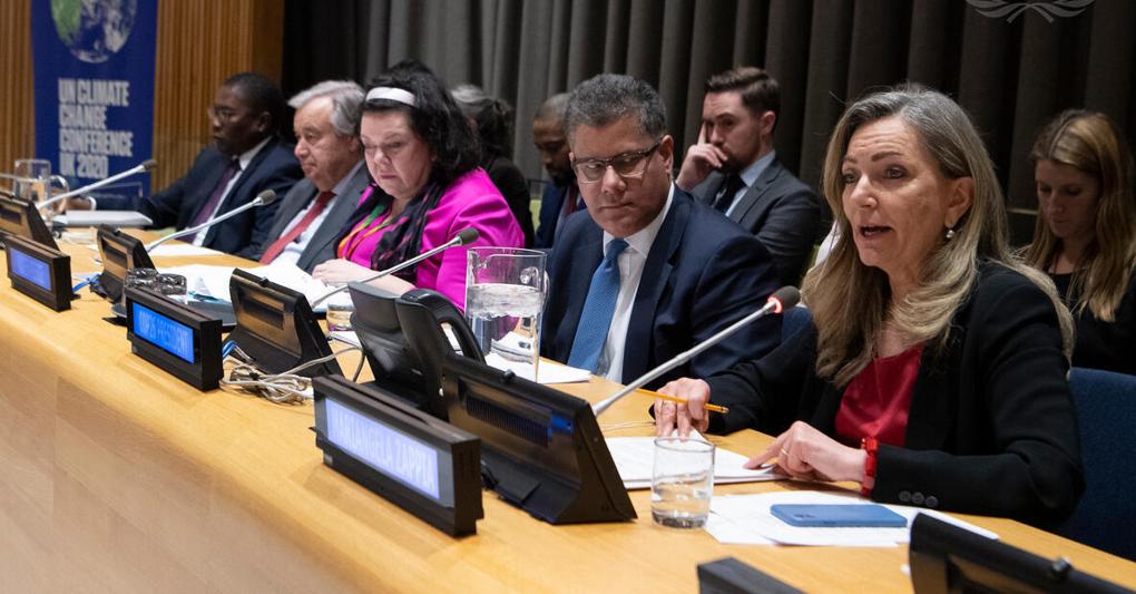 L'ambasciatrice Mariangela Zappia (la prima a destra) relaziona le Nazioni Unite sulla COP26, nel marzo 2020  