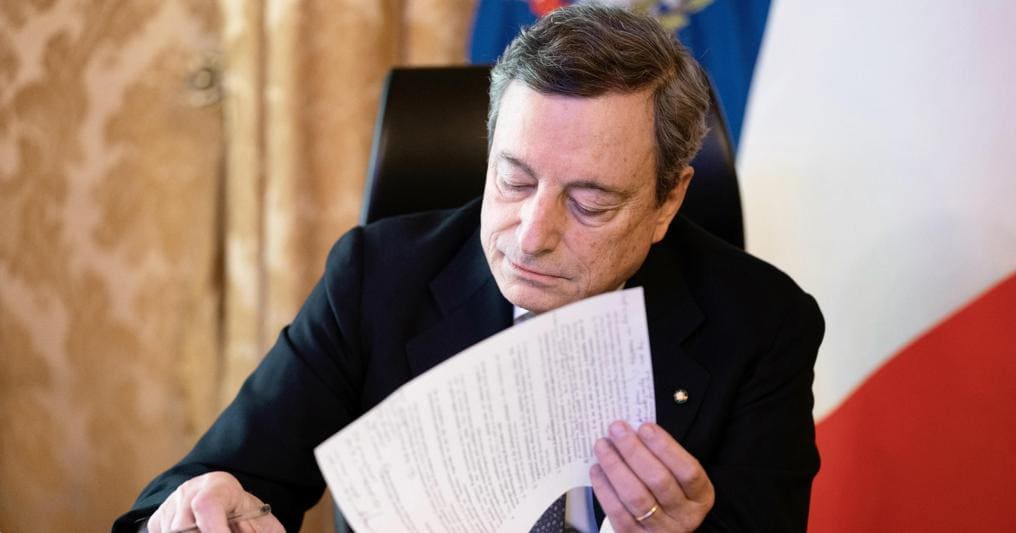 Il presidente del Consiglio Mario Draghi (foto Ansa) 