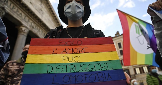La manifestazione in difesa del ddl Zan (Ansa/Riccardo Antimiani)