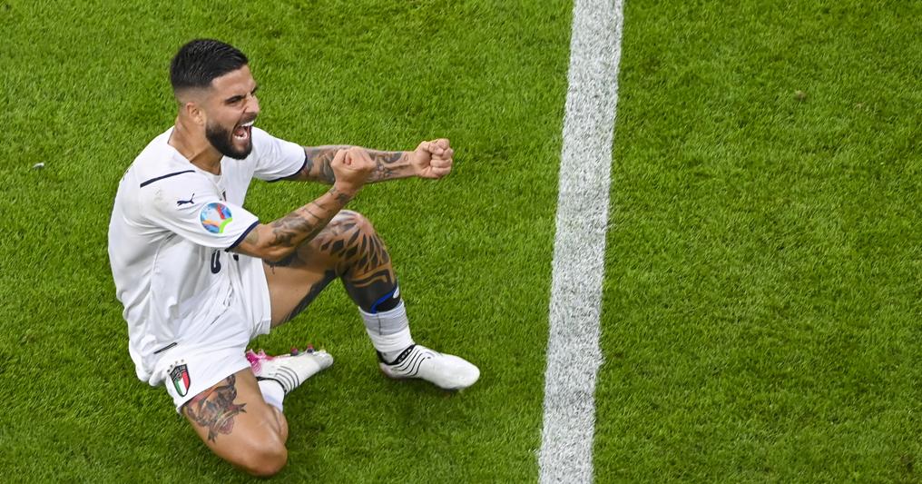 Belgio-Italia, l’esultanza di Insigne (Ap) 