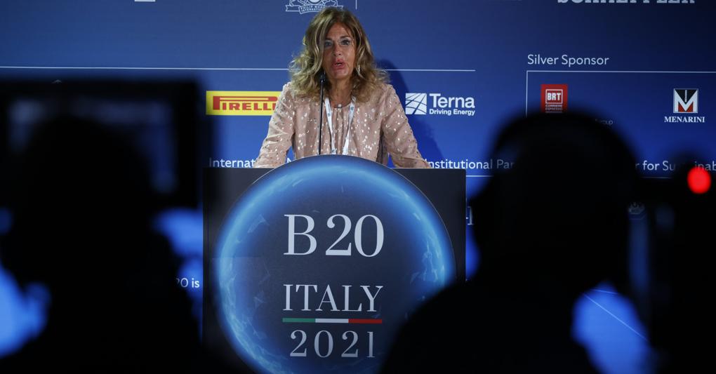 La presidente del B20  Emma Marcegaglia consegnerà oggi la Dichiarazione finale del Summit al presidente del Consiglio italiano e del G20 Mario Draghi 