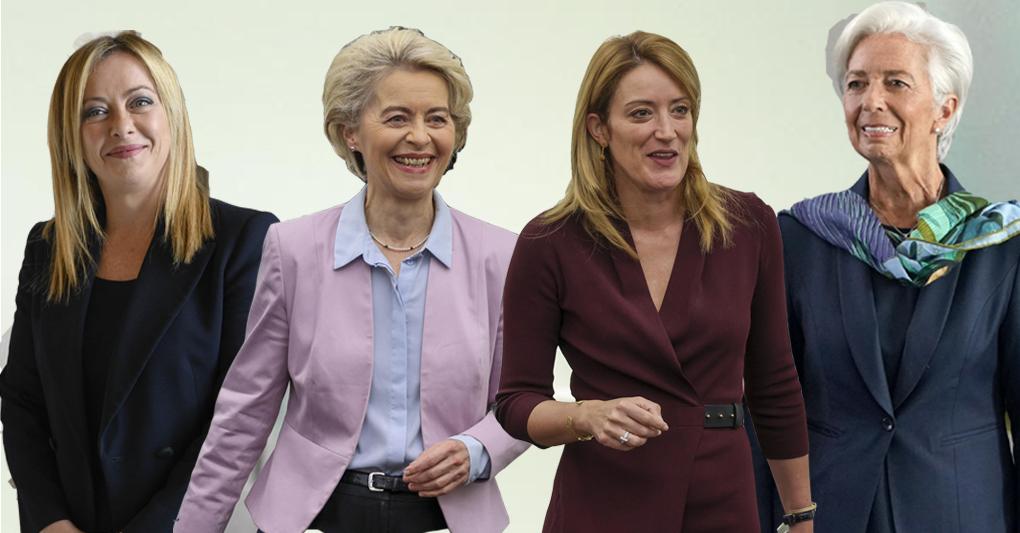 Giorgia Meloni, Ursula von der Leyen, Roberta Metsola e Christine Lagarde  