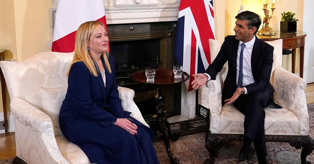 La premier Giorgia Meloni e il primo ministro della Gran Bretagna Rishi Sunak (foto Reuters) 
