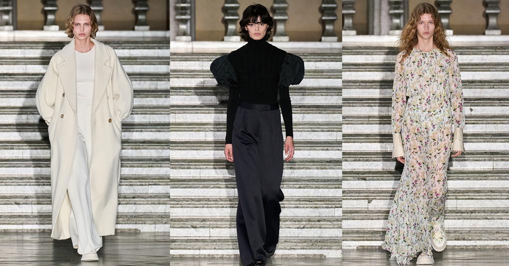 Due dei molti look che hanno sfilato a Stoccolma per Max Mara 