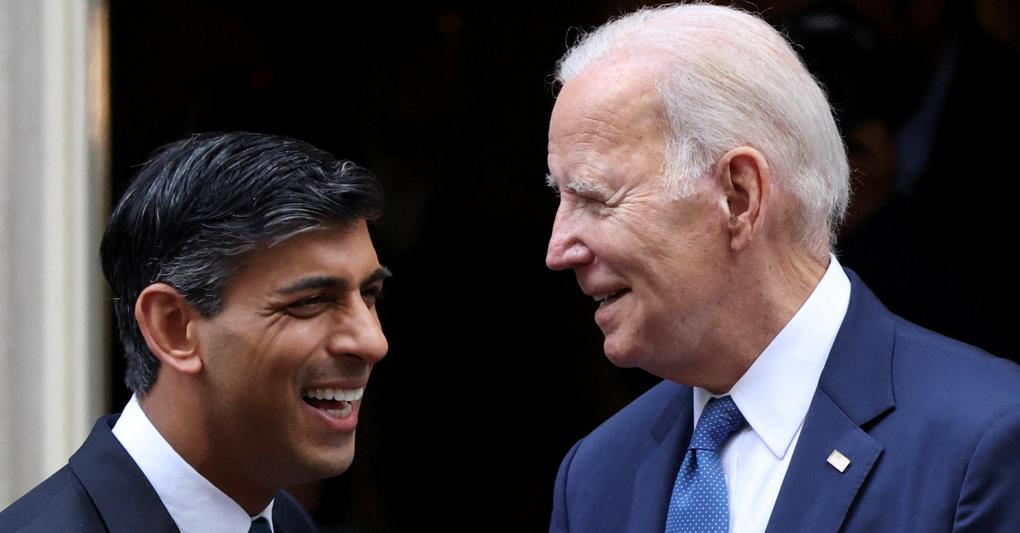 Il primo ministro britannico Rishi Sunak e il presidente Usa Joe Biden 