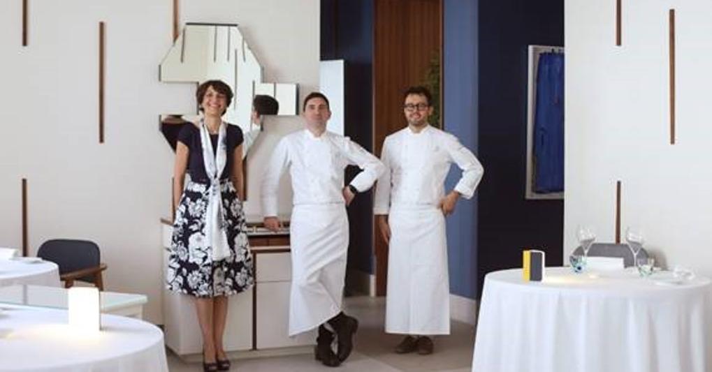 Stefania Moroni, figlia dei fondatori del Gruppo Aimo e Nadia e gli chef Alessandro Negrini e Fabio Pisani  