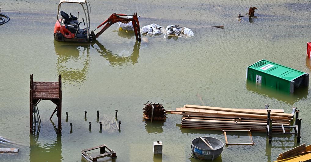 Genova, cantiere del nuovo waterfront dopo il nubifragio del 27 agosto 2023 (Ansa) 