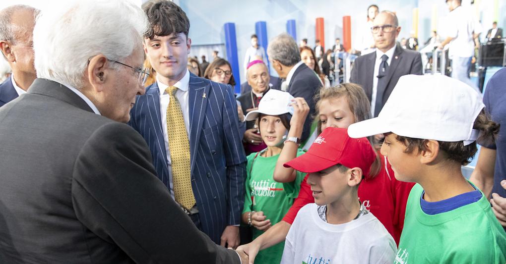 Il Presidente della Repubblica Sergio Mattarella in occasione della cerimonia d’inaugurazione dell’anno accademico 2023/2024, a Forlì, 18 settembre 2023. ANSA / PAOLO GIANDOTTI  