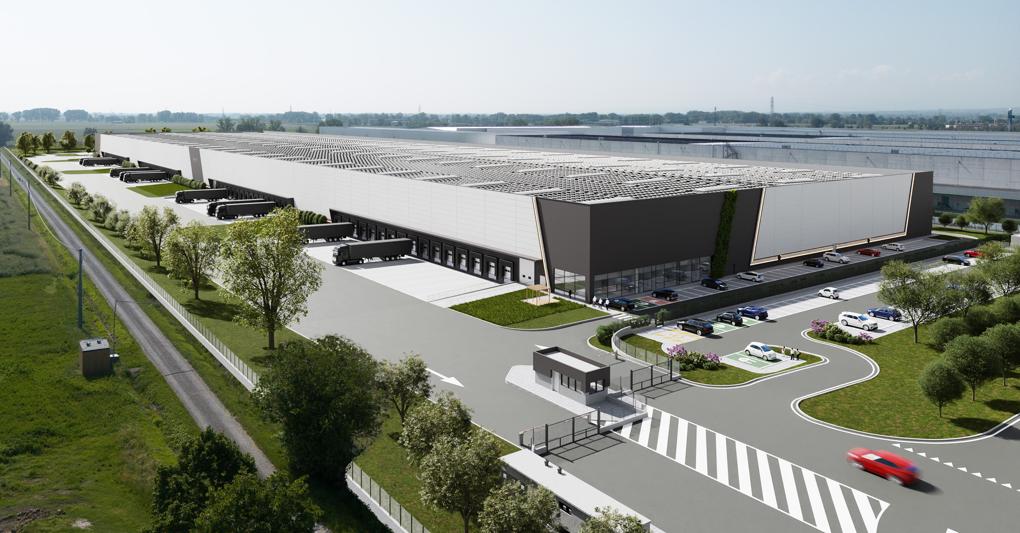 Il render. Il progetto del Fidenza Logistics Park, in corso di costruzione nell’area di Parma 