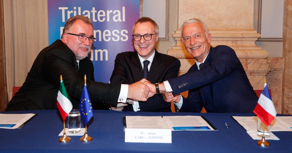 Siegfried Russwurm, Carlo Bonomi, Patrick Martin (Ansa)  