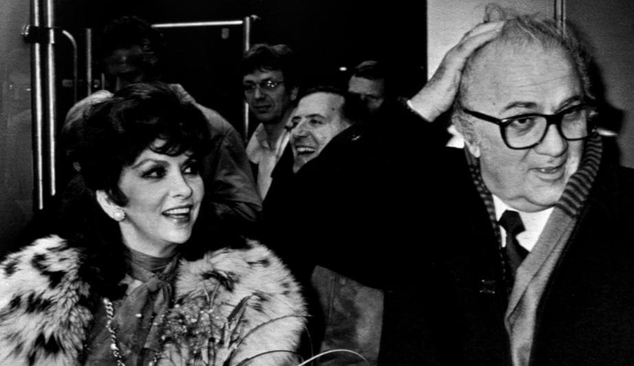 Gina Lollobrigida e Federico Fellini a  Berlin nel 1986 (Ansa/Oldpix)  