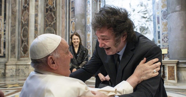 Il Papa ha incontrato il presidente dell’Argentina Javier Milei  (foto Ap)