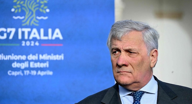 Il ministro degli Esteri Tajani alla riunione di Capri del G7 (Afp)