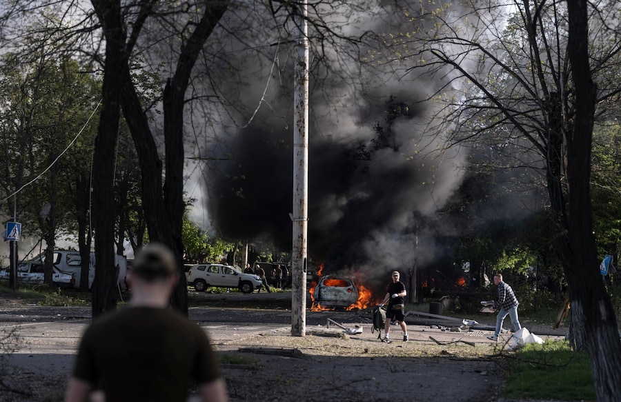 Attacco aereo russo a Kramatorsk, nella regione di Donetsk, Ucraina. EPA/Servizio stampa della 93ª Brigata meccanizzata separata (EPA)