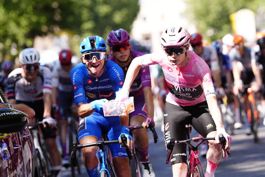 Il danese Jonas Vingegaard Hansen del Team Visma | Lease A Bike con la maglia rosa durante la 21ª tappa del Giro d’Italia da Roma a Roma, lunedì 31 maggio 2026 (Foto di Simone Spada/LaPresse) (LAPRESSE)
