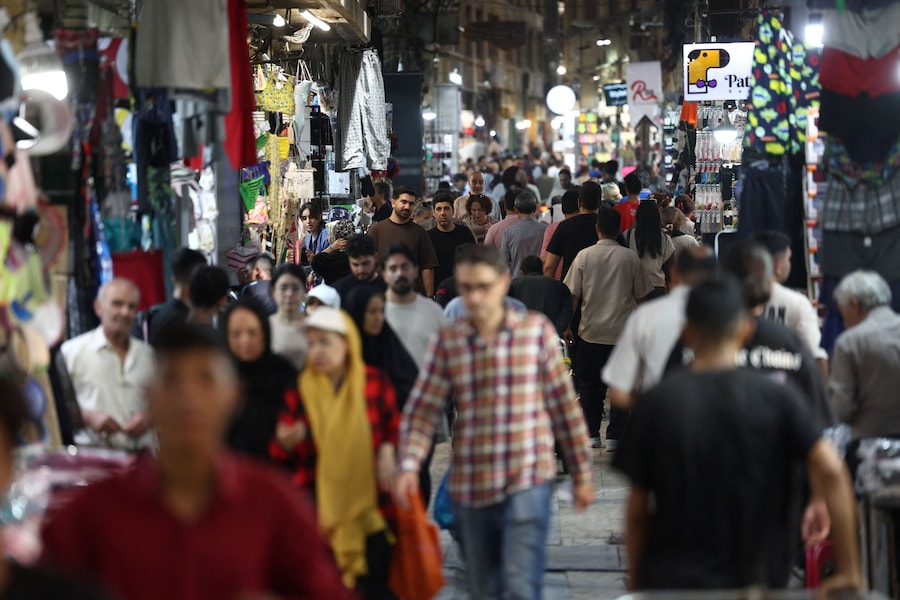 People walk in the Grand Bazaar, in Tehran, Iran, July 20, 2026. Majid Asgaripour/WANA (West Asia News Agency) via REUTERS (via REUTERS)