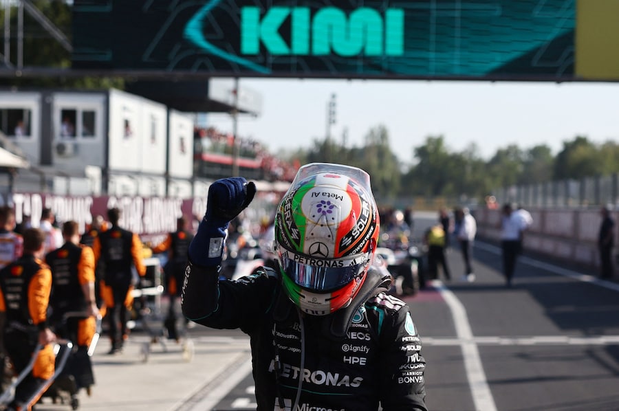 Formula One F1 - Italian Grand Prix - Autodromo Nazionale Monza, Monza, Italy - September 6, 2026 Mercedes' Andrea Kimi Antonelli celebrates after winning the race, becoming the first Italian driver to win the Grand Prix in 60 years. REUTERS/Jakub Porzycki (REUTERS)