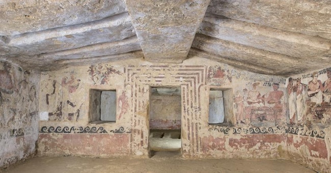 Necropoli Etrusca di Tarquinia, Tomba degli Scudi dopo i restauri, Foto di Domenico Ventura, Courtesy FAI - Fondo Ambiente Italiano