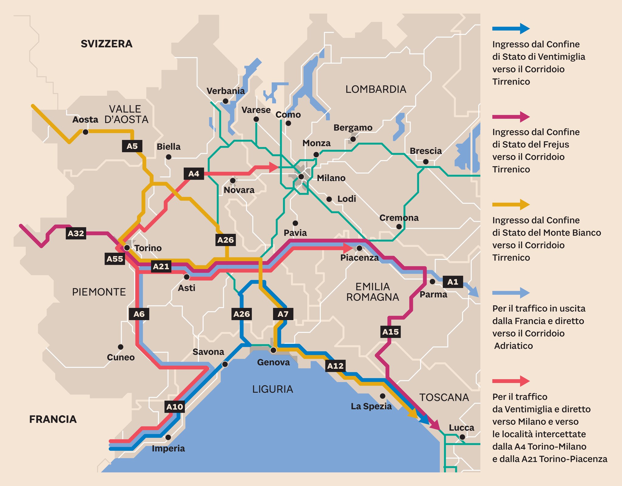 POLIZIA, LA MAPPA DEI PERCORSI ALTERNATIVI AL NODO AUTOSTRADALE DI GENOVA