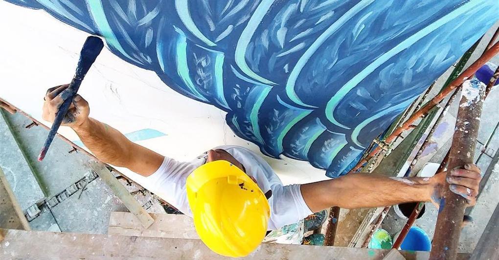 Un murales realizzato con Airlite, la vernice che pulisce l'aria, prodotta dalla lombarda Am Technology, che ha chiuso una campagna di equity crowdfunding da oltre un milione di euro 