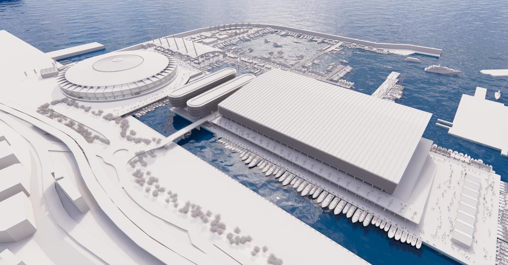 Nuova isola. Col piano di riassetto, il padiglione Blu diviene isola, come mostra il rendering 