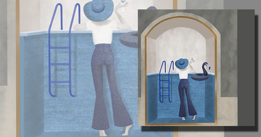 Artista. Il disegno di Jo Ann Tan che ha ispirato le vetrine di via Spiga, con il jeans « a zampa»