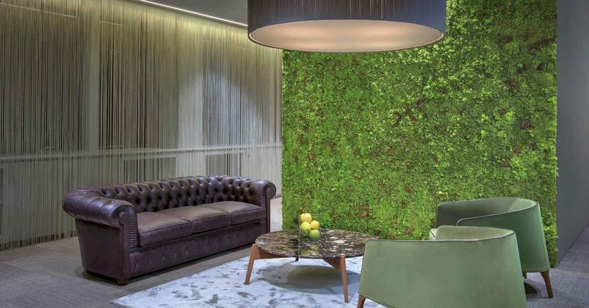 Un intervento fonoassorbente con muschio stabilizzato Mosswall di Verde Profilo (foto Diana Lapin)