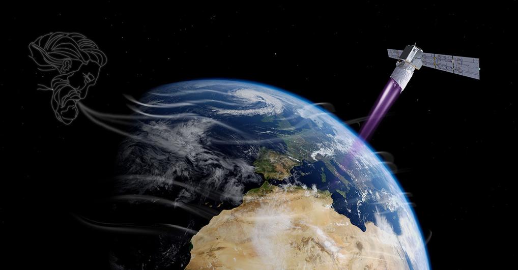Illustrazione del satellite Aeolus in orbita 
