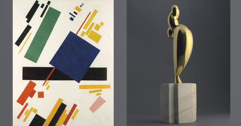 Kazimir Malevich (1878-1935)- Suprematist Composition; Constantin Brancusi (1876-1957) - La jeune fille sophistiquée (Portrait de Nancy Cunard)