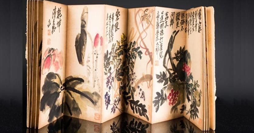 Arte CineseQuaderno con disegni di fiori ed iscrizioni firmato Wu Changshuo (1844-1927) Inchiostro e colori su carta41,50 x 17,50 x 0,00 cmContenente 12 acquerelli su carta, ognuno raffigurante un fiore diverso. Iscrizioni con sigilli su ogni tavola. Copertina ricoperta in seta verde decorata a motivo vegetale.Stima minima/massima: 2.000 € - 3.000 €Base d'asta: 1.500 €Aggiudicazione: 17.690 €Courtesy Capitoliumart