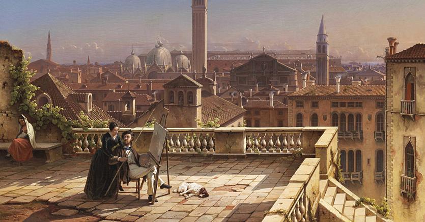 Galleria Antonacci Lapiccirella Fine Art “Veduta di Venezia da una terrazza” del 1849 di Julius Eduard Wilhelm Helfft, 62,6x94 cm, (offerto a circa 200mila dollari)