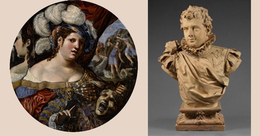 Pseudo Caroselli “Una maga con la testa di Medusa, la nascita di Pegaso sullo sfondo” e Giuseppe Maria Mazza “Ritratto di un giovane nobiluomo, probabilmente Alessandro o Ludovico Fava”