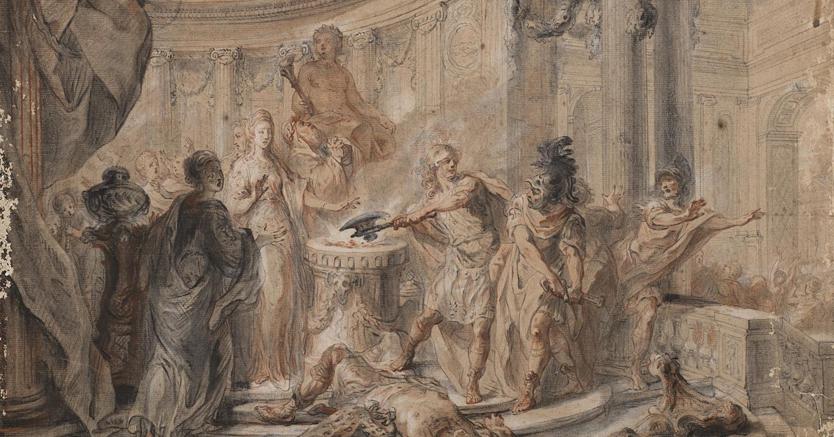 Il Ponte Casa d'aste di Gabriel Jacques de Saint Aubin il suo suo carboncino nero e rosso, acquarello e biacca su carta 337x502 mm “Matrimonio di Merope e Polifonte” valutato a 22-24mila euro aggiudicato a 275mila euro, secondo miglior risultato mondiale dell'artista