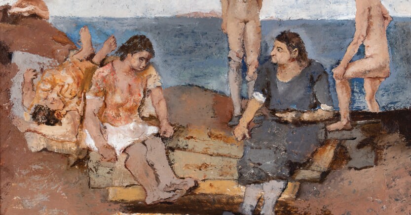 Asta 56 - Lotto 246 - Fausto Pirandello, “Donne al mare”, 1930/31, record mondiale per l'artista, stima € 70.000/100.000, prezzo di vendita € 221.975,00 (particolare)